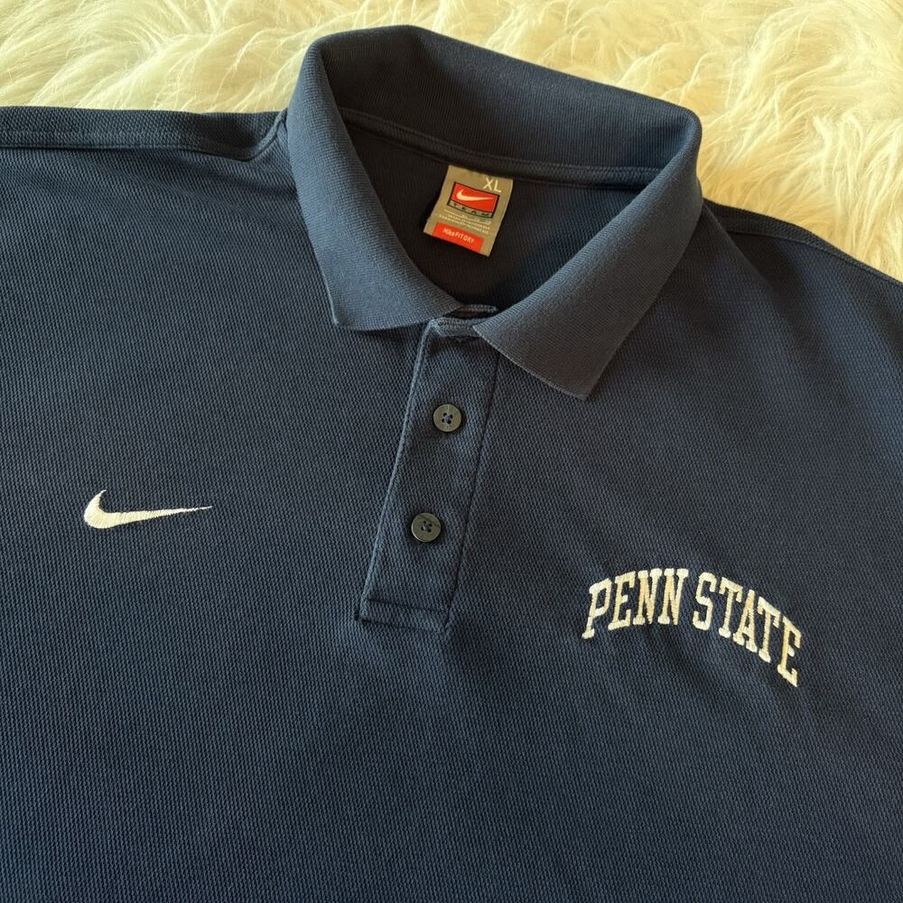 Penn State Lions Nike Fit Dry Short Sleeve‎ Polo Shirt Men XL Knit Embroidered